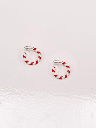 Candy Cane Hoop earrings: Red & white striped design.

