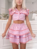 Dream Chaser Pink Gingham Ruffle Lace Skirt | Sassy Shortcake Boutique | sassyshortcake.com