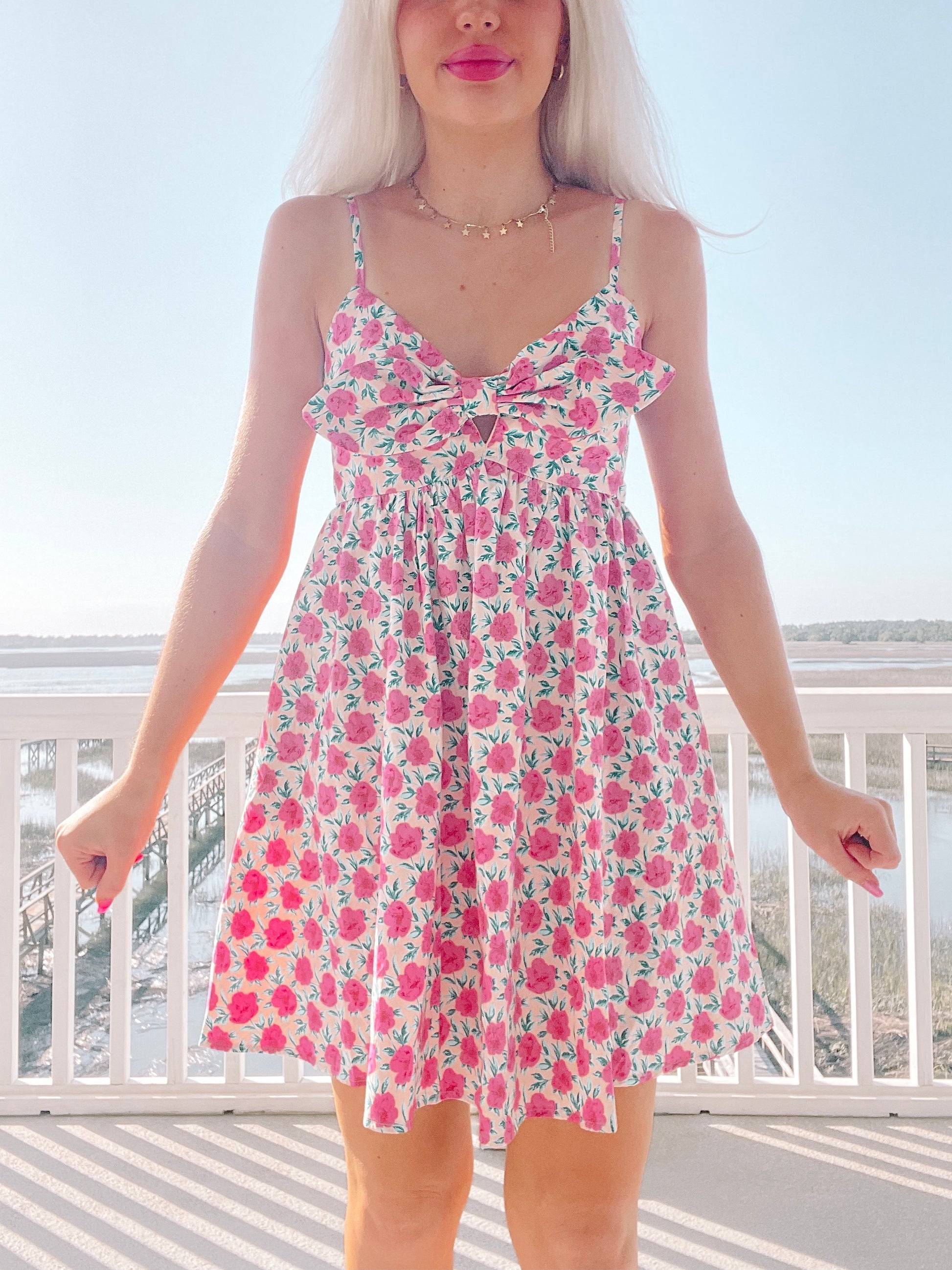 Graceful Garden Floral Bow Dress | sassyshortcake.com | Sassy Shortcake