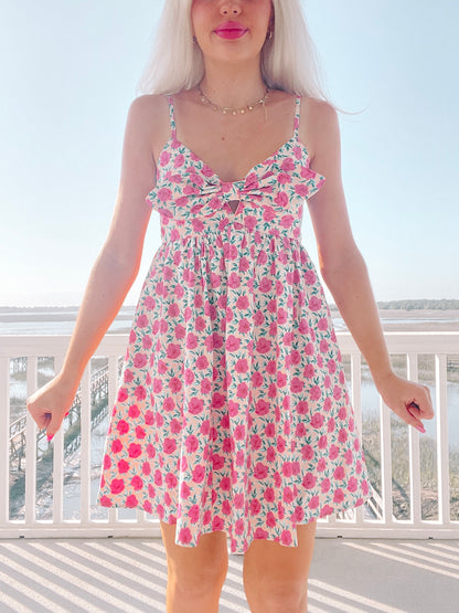 Graceful Garden Floral Bow Dress | sassyshortcake.com | Sassy Shortcake