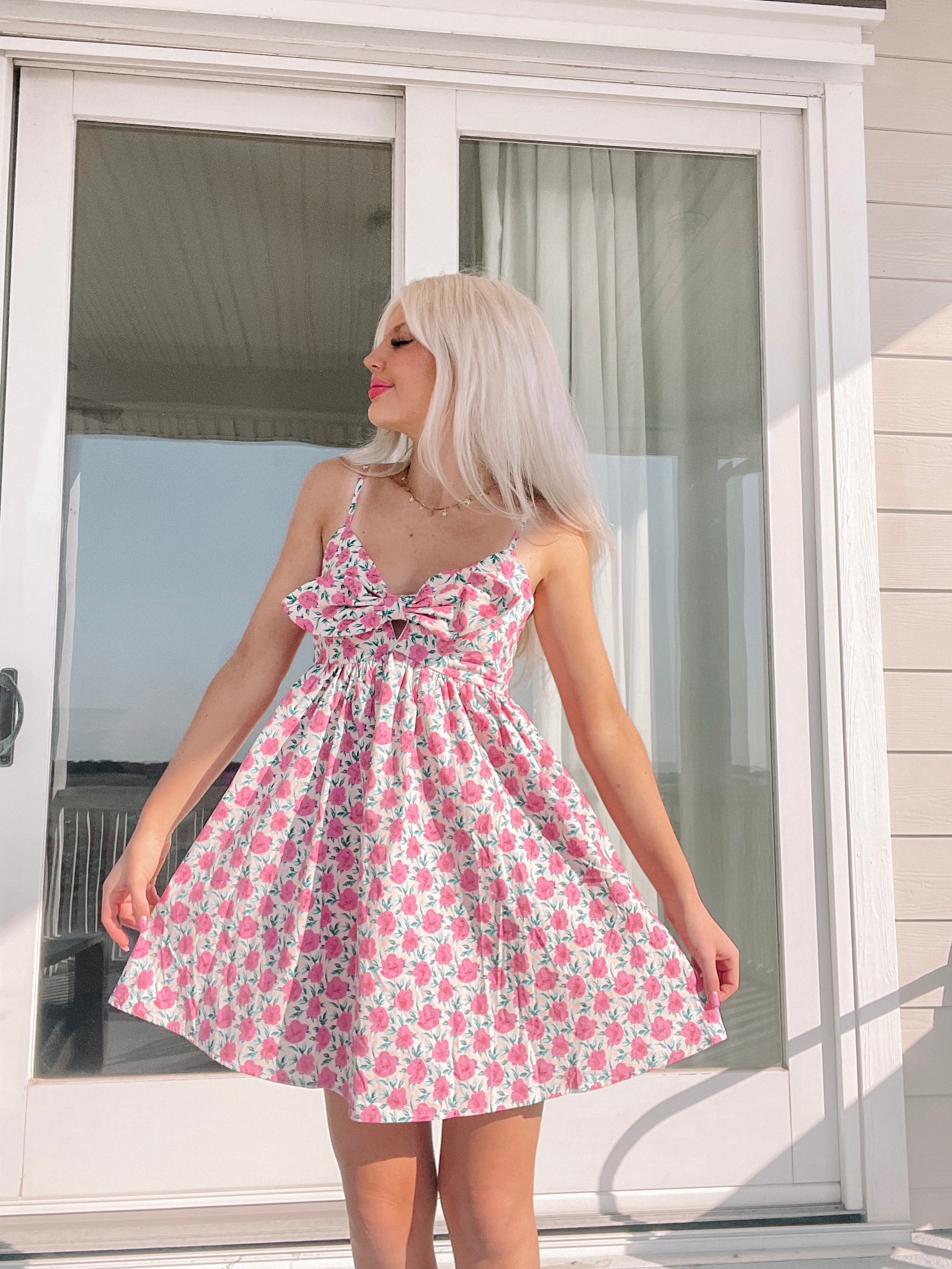 Graceful Garden Floral Bow Dress | sassyshortcake.com | Sassy Shortcake
