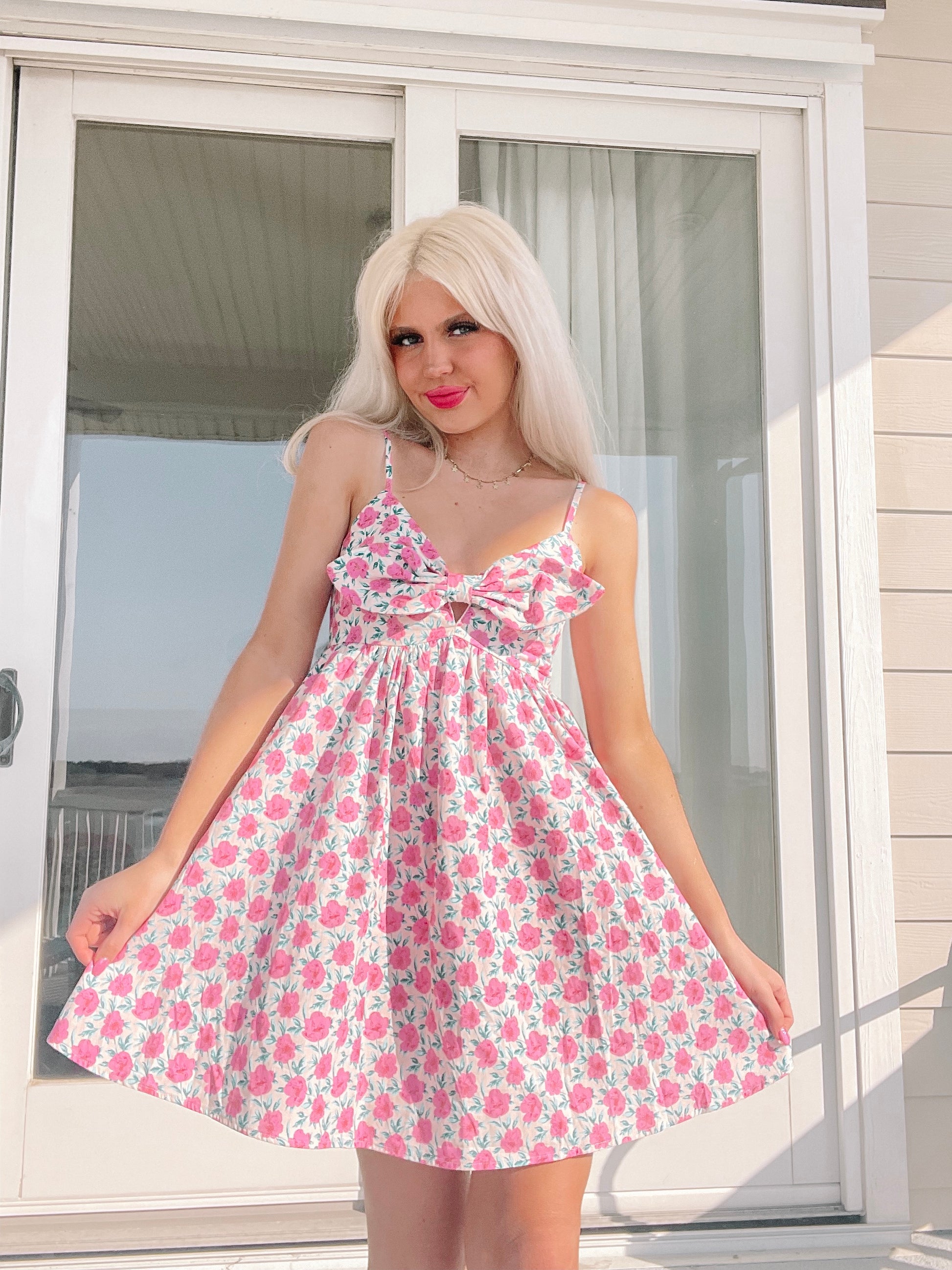 Graceful Garden Floral Bow Dress | sassyshortcake.com | Sassy Shortcake