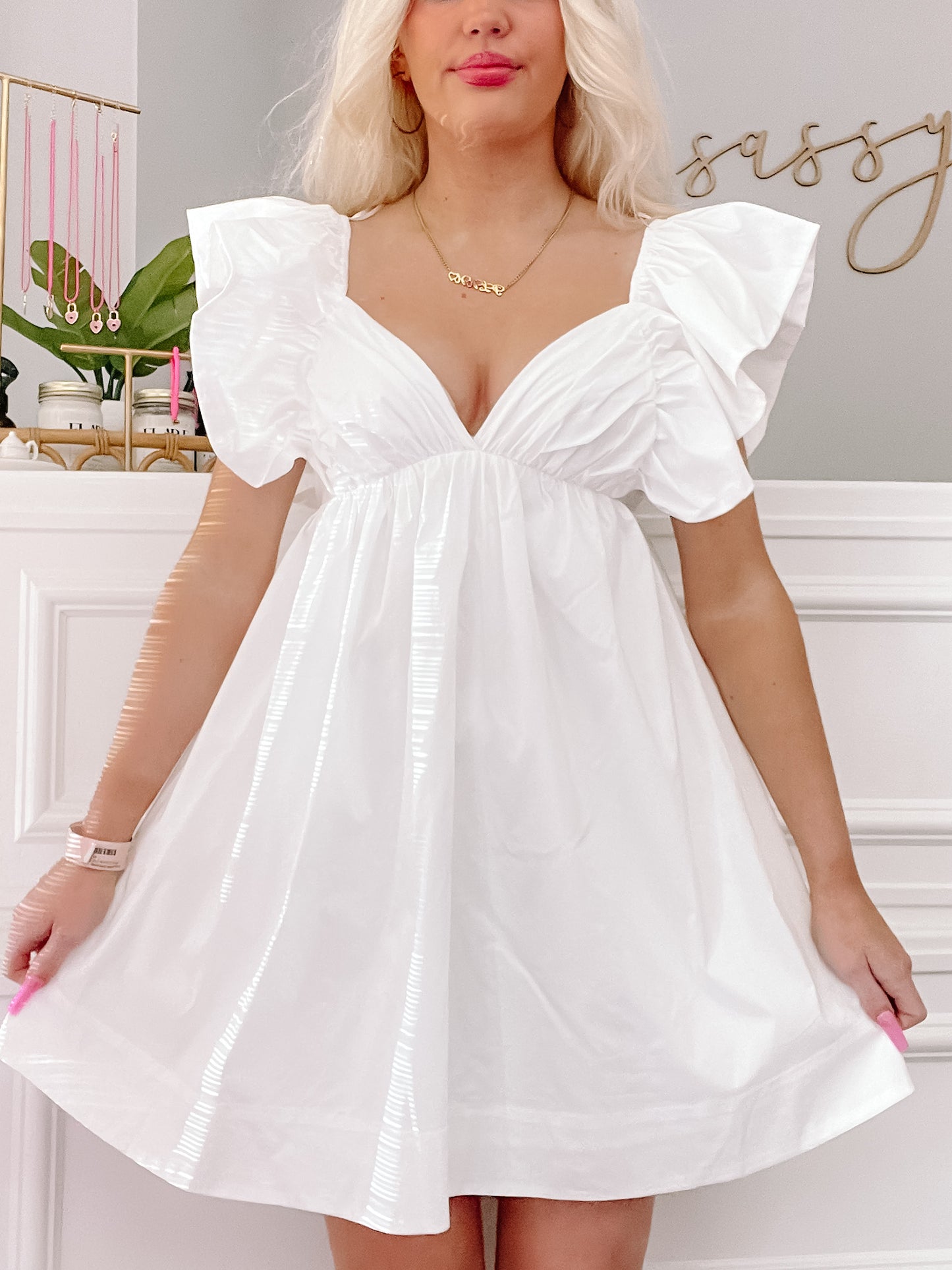 Cabo Cutie White Ruffle Dress | sassyshortcake.com | Sassy Shortcake