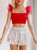 Phoebe Tulle Top | Red
