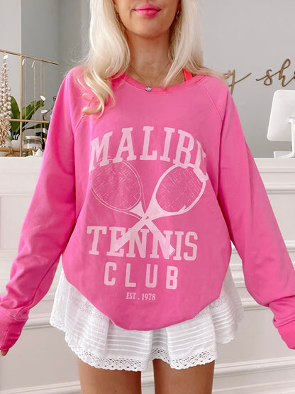 Malibu Tennis Club Pink Crewneck | Sassy Shortcake Boutique | sassyshortcake.com