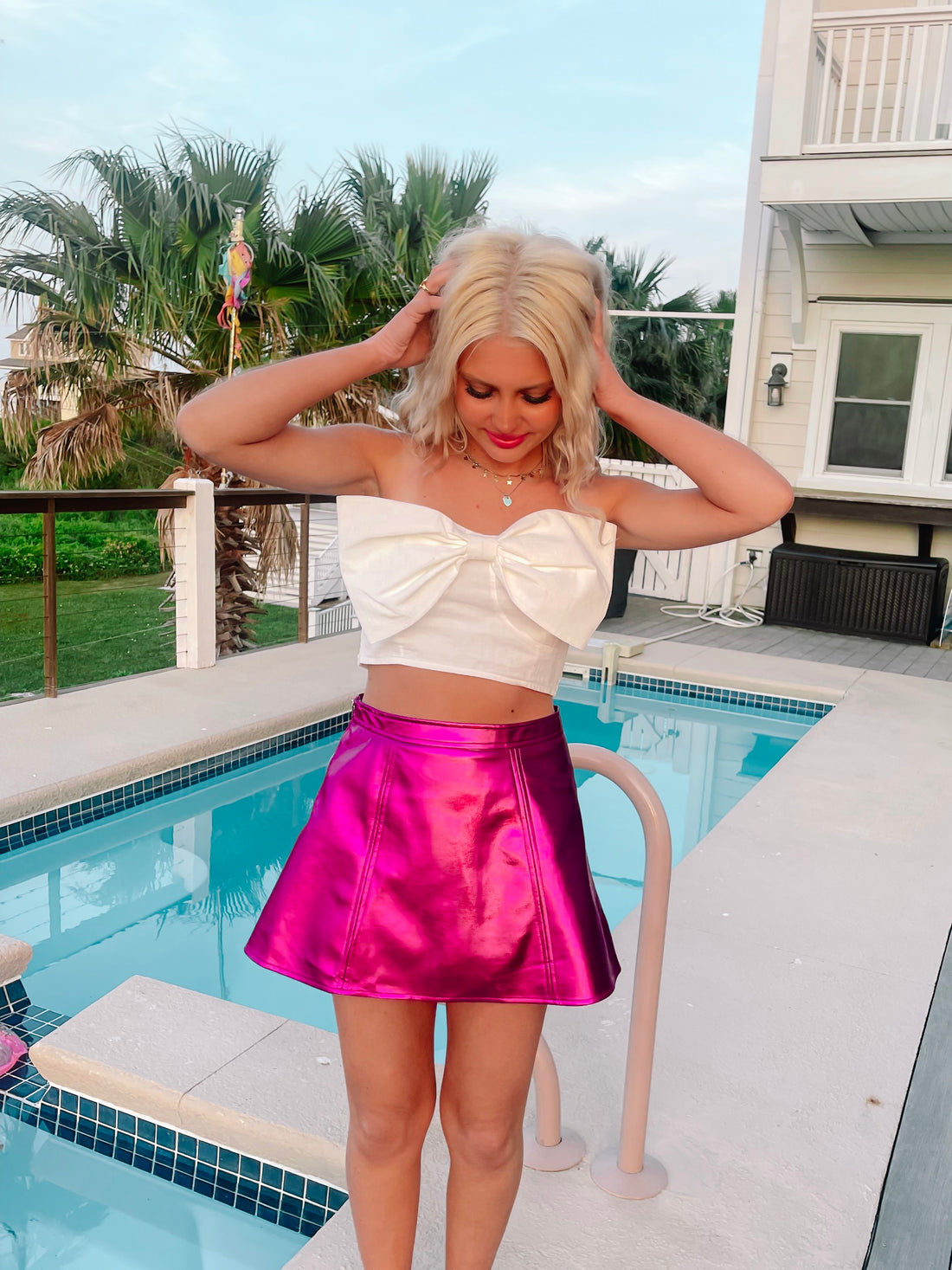 Space Glam fuchsia metallic mini skirt
