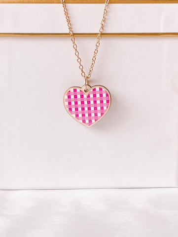 Gingham Love Necklace | Pink