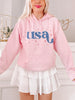 Pink USA Sparkle Patriotic Hoodie | sassyshortcake.com | Sassy Shortcake