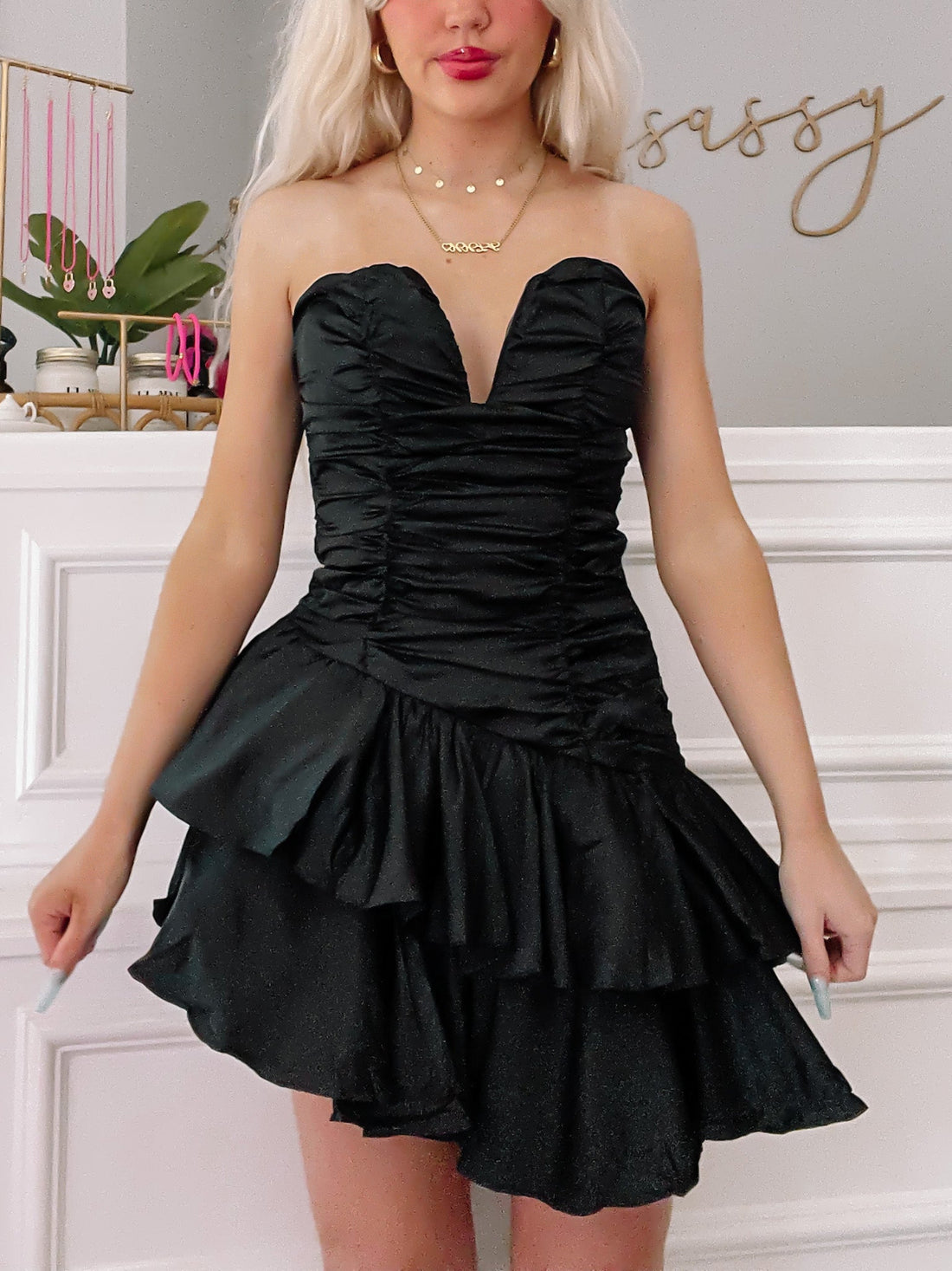 Sassy Shortcake Ready To Ruffle Dress | Black Sassy Shortcake Ready To Ruffle Dress | Black