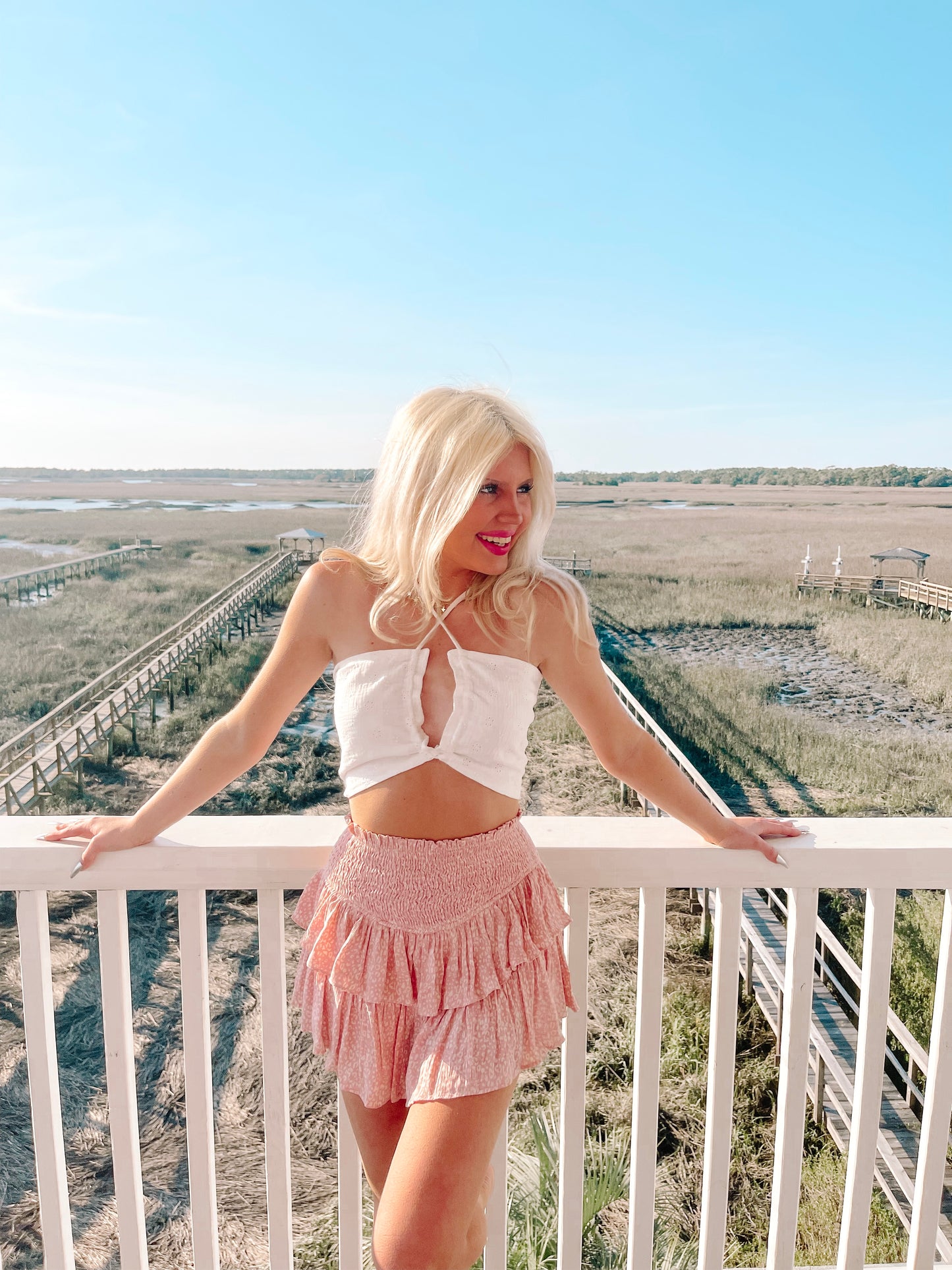 Pinkalicious Skirt in Animal Blush:  Pink tiered ruffle mini skirt, perfect for summer.
