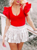 Ruffled Out Bodysuit - Red