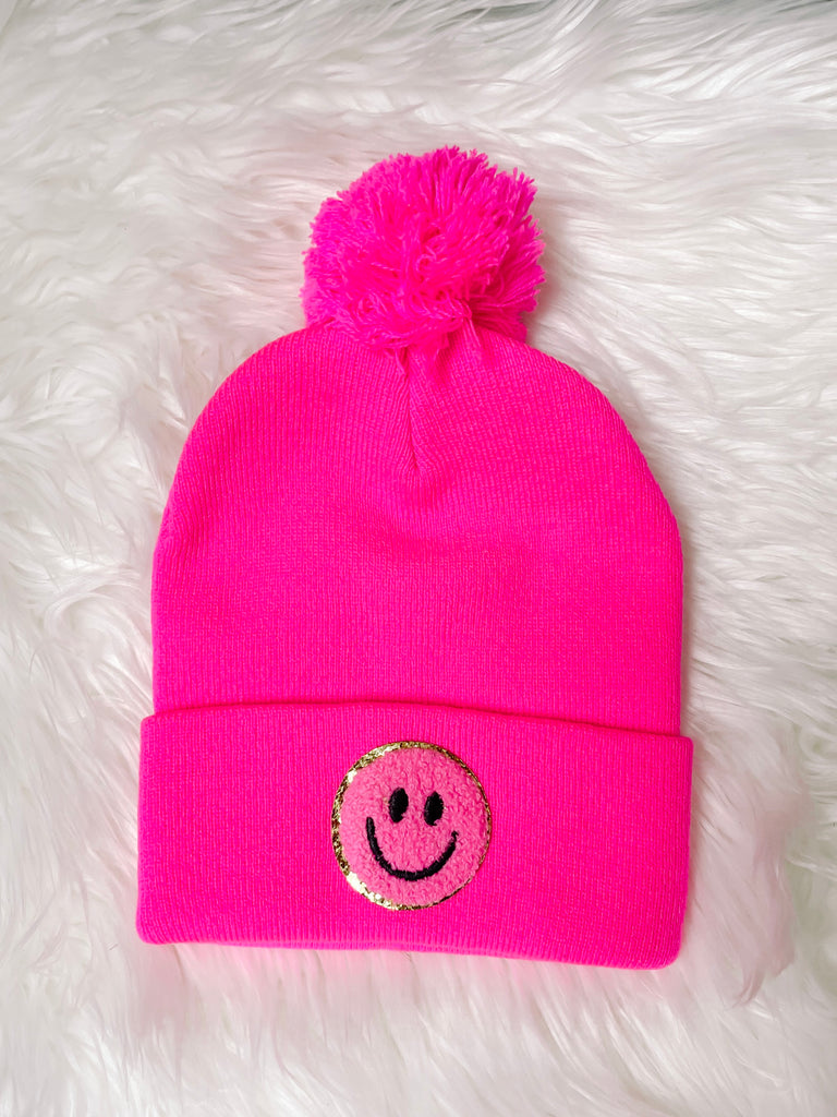 Hot Pink Smiley Beanie | Sassy Shortcake | sassyshortcake.com