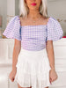 Leighton Lavender Gingham Puffy Sleeve Top | Sassy Shortcake | sassyshortcake.com