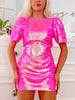Gloss and Go Pink Sequin Dress | Sassy Shortcake | sassyshortcake.com