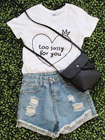 too sassy for you tee with a crown | sassyshortcake.com | sassy shortcake boutique