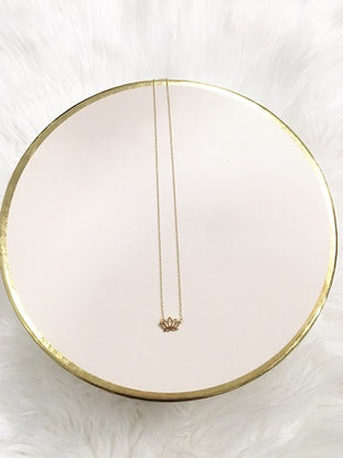 Gold Lotus Flower Charm Necklace
