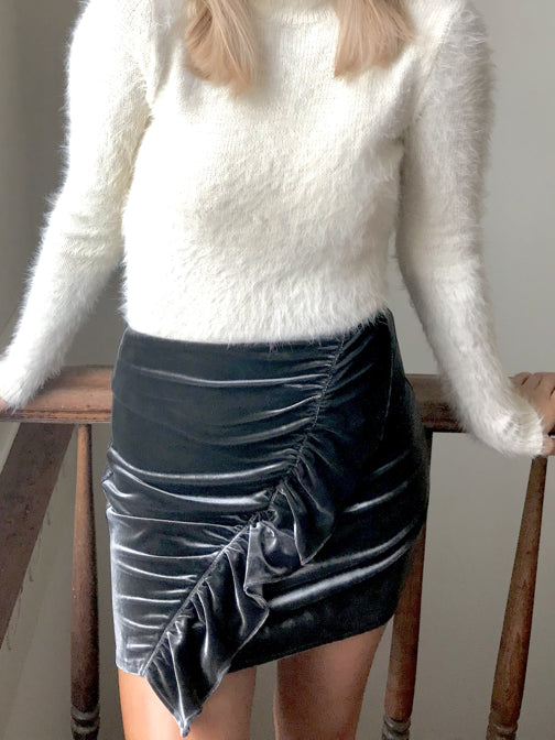Velvet Crush Ruffle Holiday Skirt | Sassy Shortcake | sassyshortcake.com