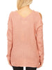 Cabin Fever Blush Open Shoulder Sweater | sassyshortcake.com | sassy shortcake boutique