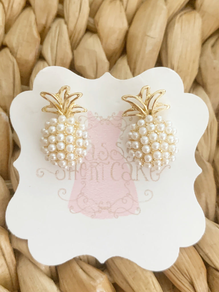 Pineapple Pearl Stud Earrings  |  sassyshortcake.com | Sassy Shortcake