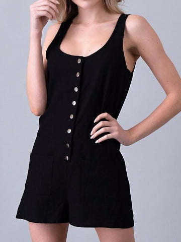 Hold Still Black Linen Romper | Sassy Shortcake | sassyshortcake.com