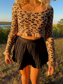 Animal Instincts leopard print cropped sweater from Sassy Shortcake
