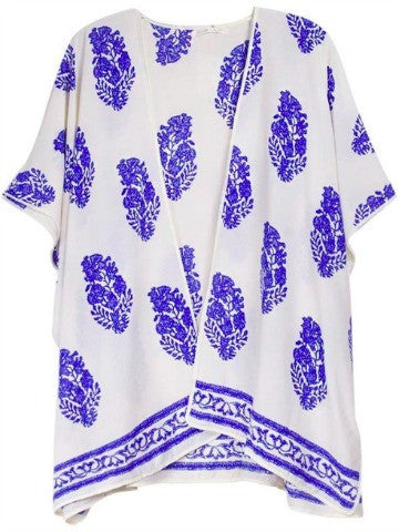 White and Blue Printed Kimono | Where Dreamers Go in Blue | Sassy Shortcake | Sassyshortcake.com
