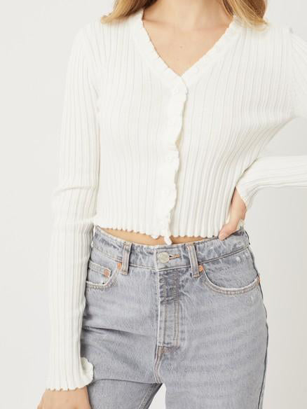 Cool and Collected Ribbed Cardigan Sweater Top | sassyshortcake.com | Sassy Shortcake