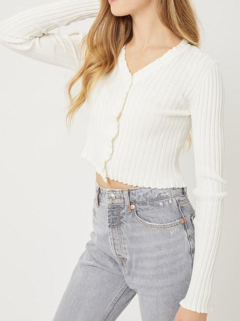 Cool and Collected Ribbed Cardigan Sweater Top | sassyshortcake.com | Sassy Shortcake