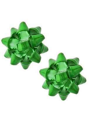 Green Holiday gift bows; festive decorations
