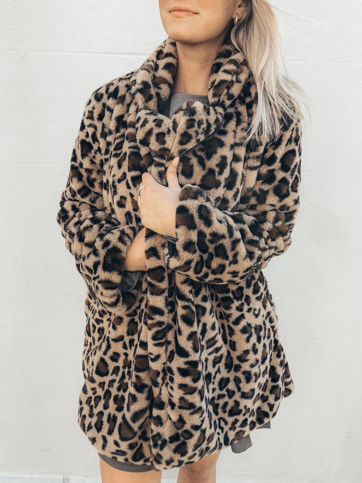 Tease Me leopard print faux fur coat
