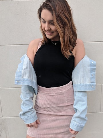 Pink corduroy full circle skirt
