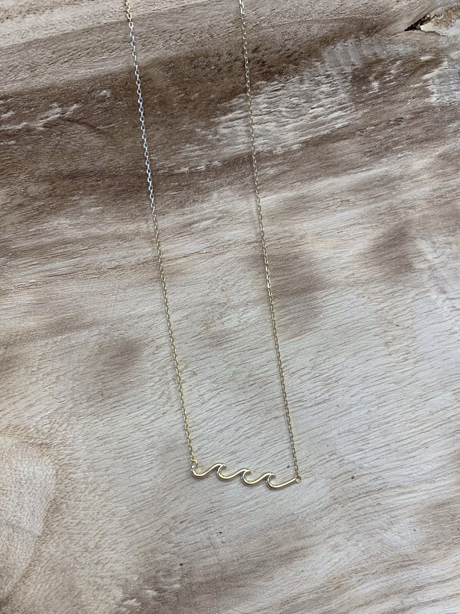 Gold Wave Necklace with delicate chain
