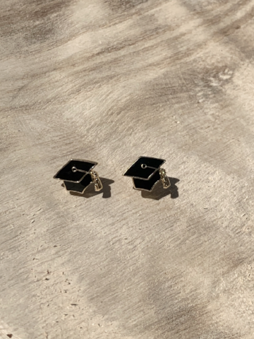 Graduation Day black graduation cap earrings
