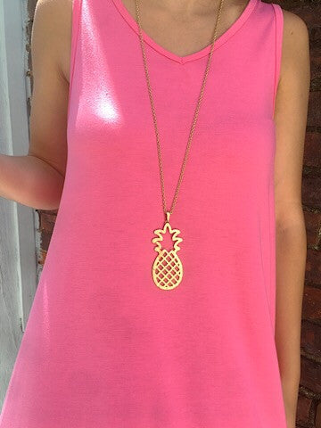 Gold Pineapple of My Eye long necklace with cutout design
