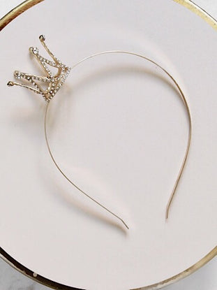 Gold rhinestone crown headband for girls

