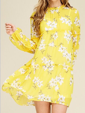 Yellow Floral Dress Sun Chaser | sassyshortcake.com | Sassy Shortcake
