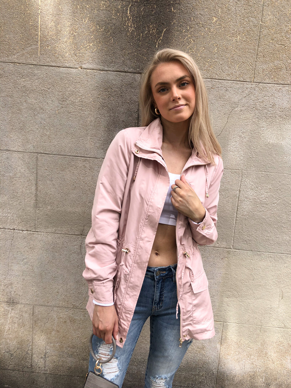 Dusty rose Love to Know Jacket; lightweight, stylish anorak.

