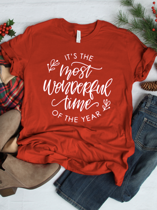 It's the Most Wonderful Time of the Year Red Graphic Christmas Tee | sassyshortcake.com | Sassy Shortcake