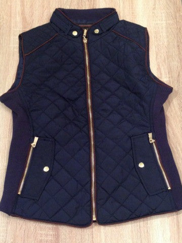 navy blue quilted vest | sassyshortcake.com