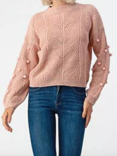 Blush Pom Pom Sweater So Cozy | Sassy Shortcake | sassyshortcake.com