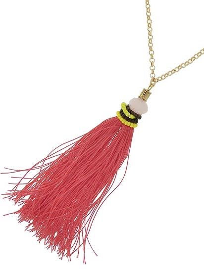 Totally Tassels Necklace - Coral | sassyshortcake.com 